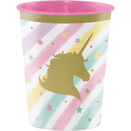 CREATIVE CONVERTING Sparkle Unicorn Plastic Keepsake Cup, 16oz, 12PK 329303